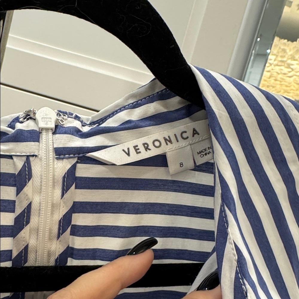 Veronica Beard Blue and White Striped Button Down Shirt - Picture 8 of 13
